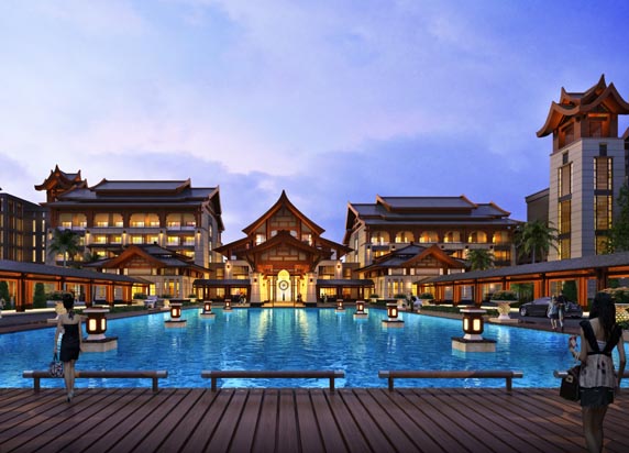 清远勤天熹乐谷温泉度假酒店山顶温泉公园景观迷人